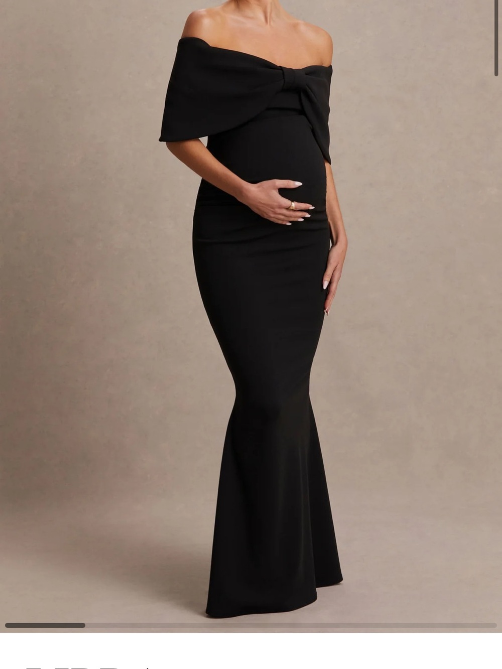Club London Maternity Strapless Black Bow-Front Evening Gown